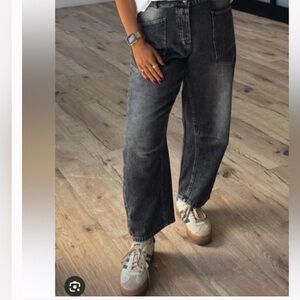 TALULAH Washed Black Barrel Leg Jean